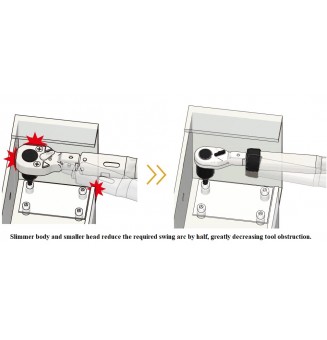 Small Capacity Interchangeable Head Preset Torque Wrench (For Limited Spaces)